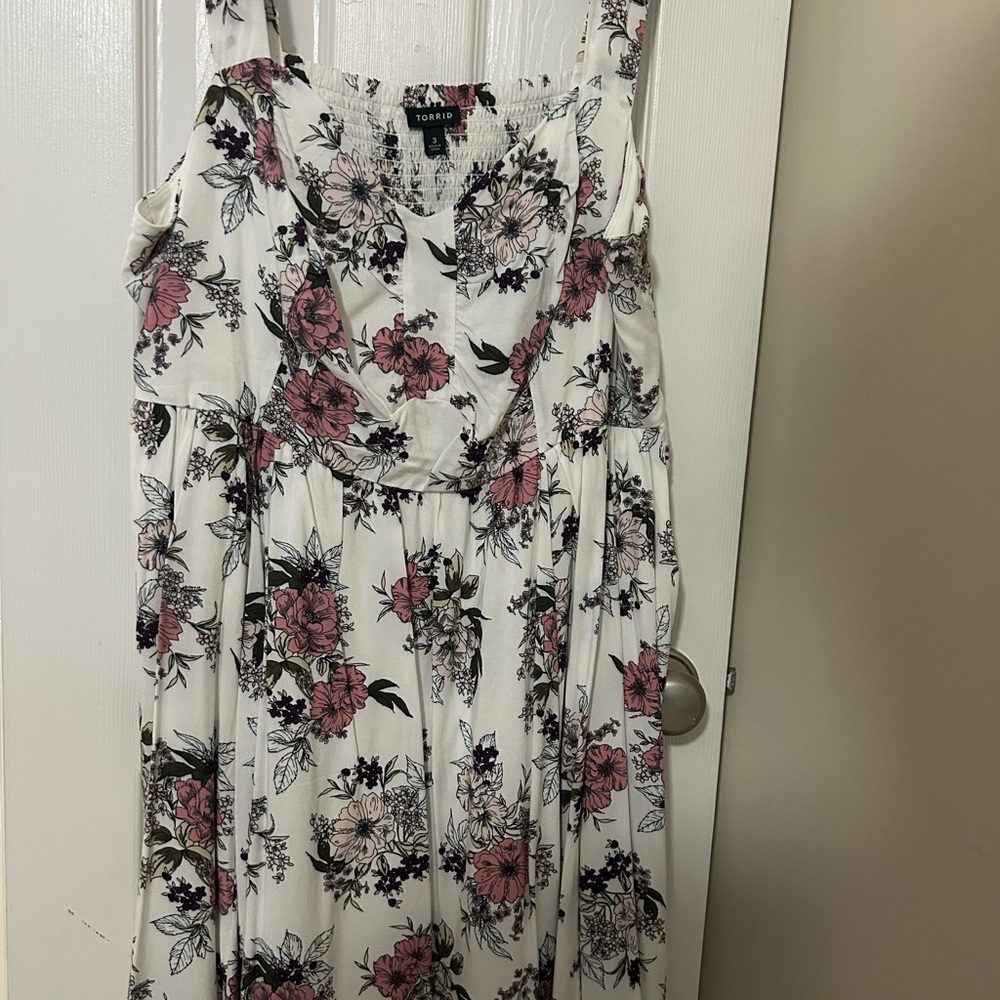 Torrid Floral Smocked Dress with Pink Accents